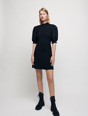 maje  Knit dress with guipure sleeves 衣裳