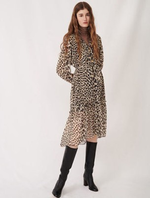 maje PRINTED MUSLIN DRESS WITH JEWELS 衣裳