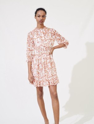 maje PRINTED SMOCKED DRESS衣裳