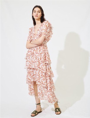 maje PRINTED MAXI DRESS WITH RUFFLES衣裳