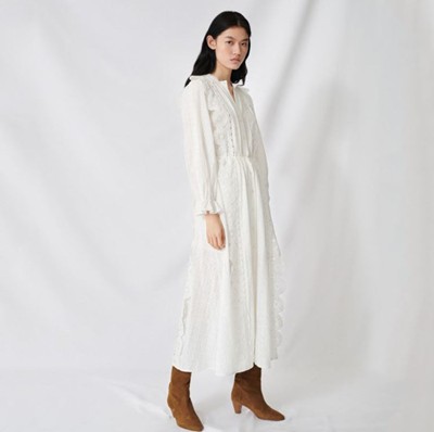maje ECRU DRESS WITH RUFFLES AND衣裳