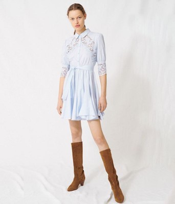 maje WSKATER DRESS WITH TIE BELT衣裳