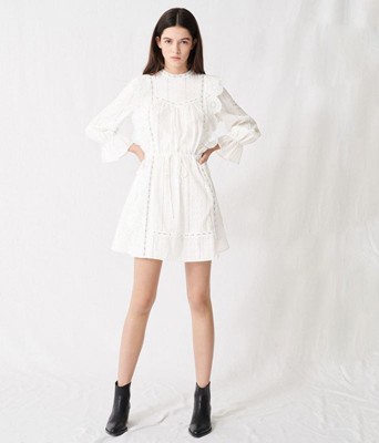 maje WHITE DRESS WITH BRODERIE ANGLAISE衣裳