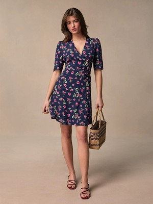 Rouje 頬べに GABINETTE DRESS SHORT NAVY FLORAL PRINT WRAP DRESS 衣裳