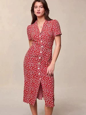 Rouje 頬べに Flower Patterns Casual Style Blended Fabrics V-Neck Medium 衣裳
