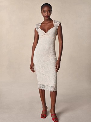 Rouje 頬べに LALY DRESS SHORT-SLEEVE GUIPURE LACE midi DRESS 衣裳