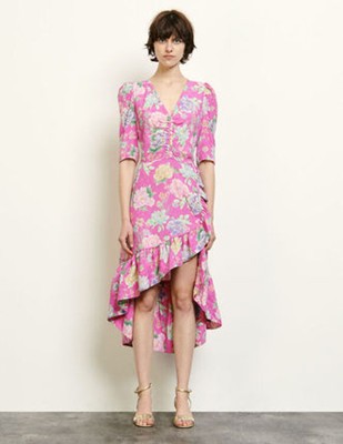 sandro 砂子ロLong asymmetric jacquard dress 衣裳