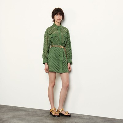 sandro 砂子ロBroderie anglaise shirt dress 衣裳