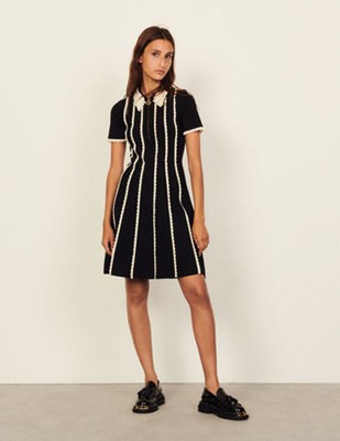 sandro 沙子ロ two-tone knit dress 衣装