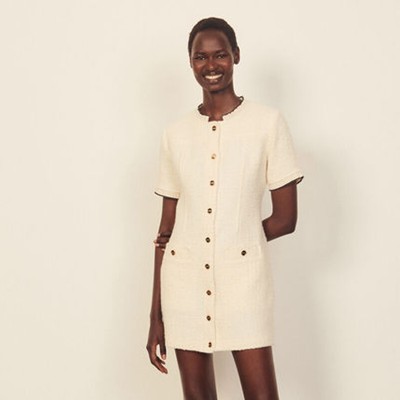 sandro 沙子ロ Short dress with fancy braid trim 衣装