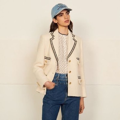 sandro 砂子ロ Tweed tailored jacket 上衣