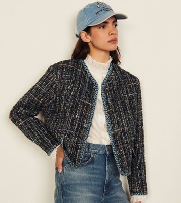 sandro 砂子ロ Short tweed tailored jacket 上衣