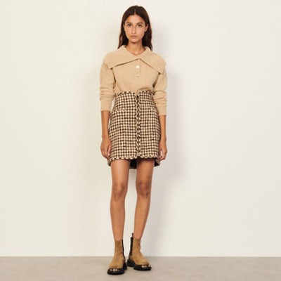 sandro サンドロ Short houndstooth skirt スカート｜AYA-FARM店