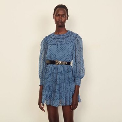 sandro 砂子ロ Short draped and ruffled dress 衣裳