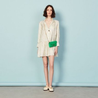 sandro 砂子ロ Printed silk dress 衣裳