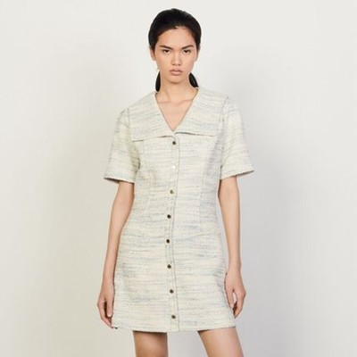 sandro 沙子ロ Tweed dress with sailor collar 衣装