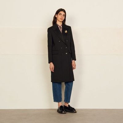 sandro 砂子ロ Long coat with tailored collar 厚地の外套