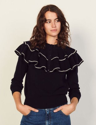 sandro 砂子ロ Wool sweater with ruffles トップス