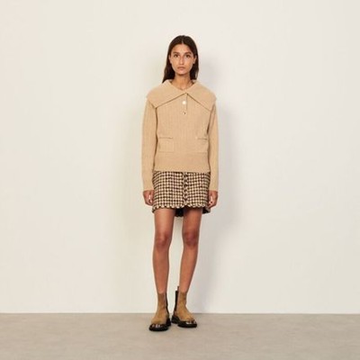 sandro 砂子ロ Open-collar wool sweater トップス