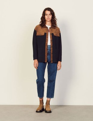 sandro 沙子ロ Coatigan インチ mixed materials トップス
