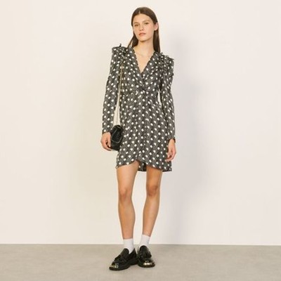sandro 砂子ロ Short flowing printed dress 衣裳