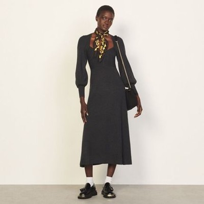 sandro 砂子ロ Long dress with sweetheart necklin 衣裳