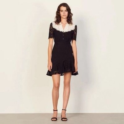 sandro 砂子ロ Two-tone lace dress 衣裳