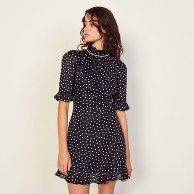 sandro 砂子ロ Short polka dot dress with jewels 衣裳