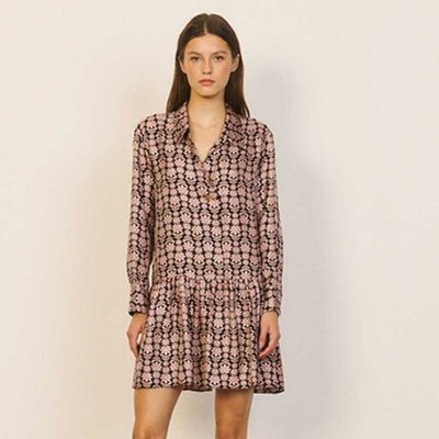 sandro 砂子ロ Printed silk dress 衣裳