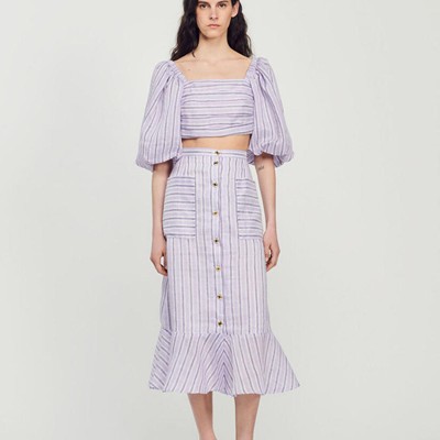 sandro 砂子ロ A-line striped skirt スコート