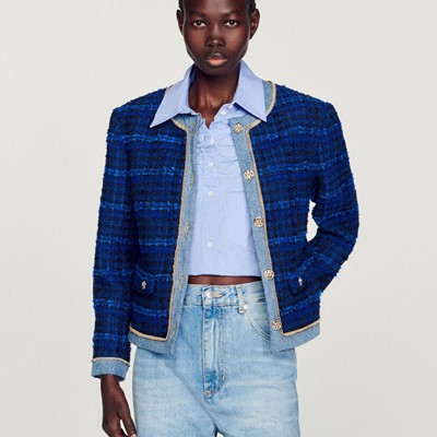 sandro 砂子ロ Tweed jacket 上衣