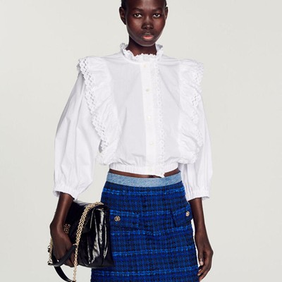 sandro 沙子ロ Short tweed skirt スコート