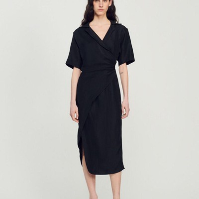 sandro 砂子ロ Draped asymmetric dress 衣裳