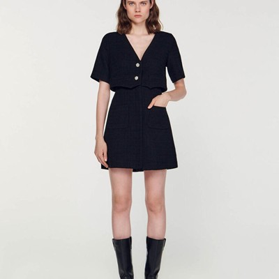 sandro 砂子ロ Short tweed dress 衣裳