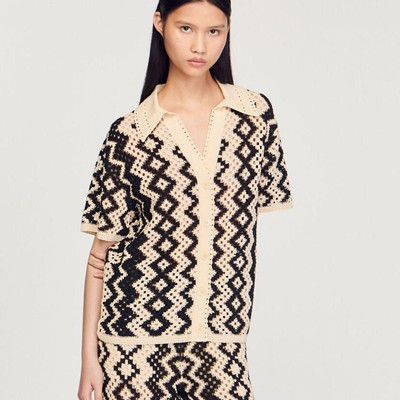 sandro 砂子ロ Crochet top トップス