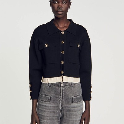 SANDRO 真砂ロ Shirt cardigan ジレー