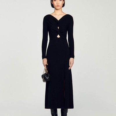 SANDRO 砂子ロ Cable knit dress 衣裳
