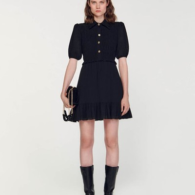 SANDRO 砂子ロ Short smocked dress 衣裳
