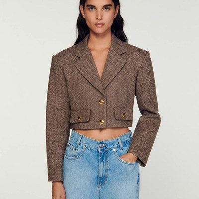 SANDRO 砂子ロ Structured cropped jacket 上衣