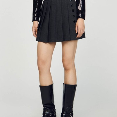 SANDRO 砂子ロ Checked mini skirt スコート