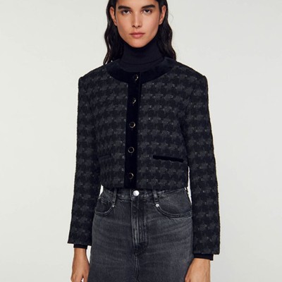 SANDRO 砂子ロ Short tweed jacket 上衣