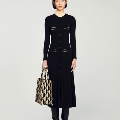 SANDRO 砂子ロ Knit maxi dress 衣裳