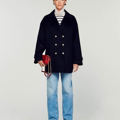 SANDRO 砂子ロ Double-breasted pea coat 上衣