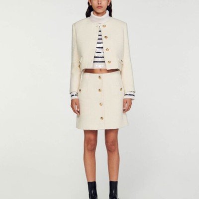SANDRO 砂子ロ Short boucl? fabric skirt スコート