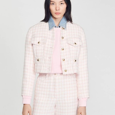 SANDRO 砂子ロ Cropped decorative tweed jacket 上衣
