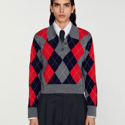 SANDRO 砂子ロ Diamond polo neck sweater トップス