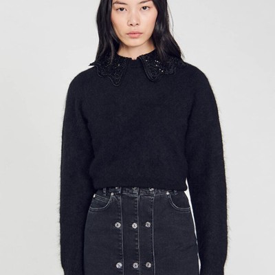 SANDRO 砂子ロ Cropped sweater with sequins トップス