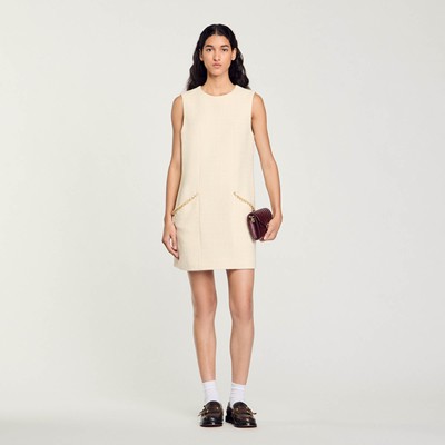 SANDRO 砂子ロ SHORT RHINESTONE TWEED DRESS 衣裳 御召しもの