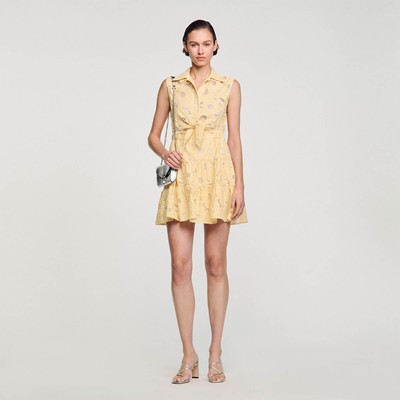 SANDRO 砂子ロ SHORT EMBROIDERED DRESS 衣裳 御召しもの
