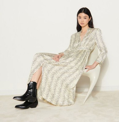 sandro 真砂ロLong printed dress with long 衣装
